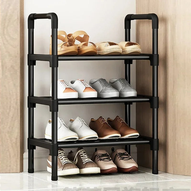 Black Elevated Shoe Rack Small Simple Multi-layer Shoe Cabinet