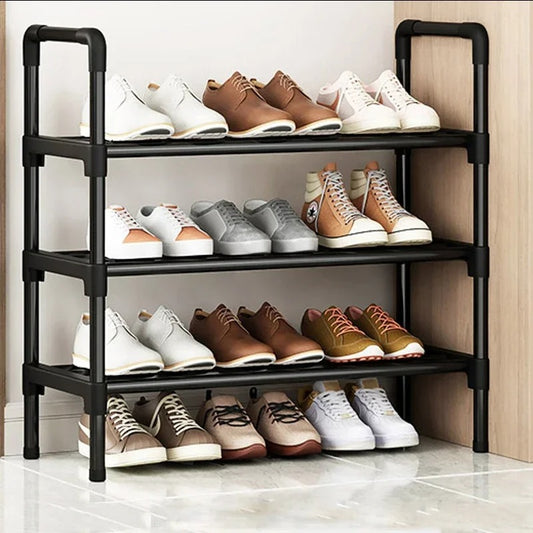 Black Elevated Shoe Rack Small Simple Multi-layer Shoe Cabinet