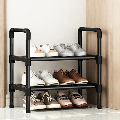Black Elevated Shoe Rack Small Simple Multi-layer Shoe Cabinet
